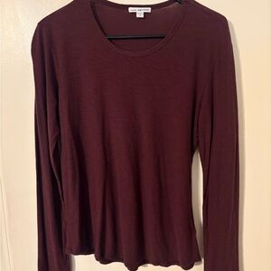 James Perse Long Sleeve Crewneck Top - Deep Wine